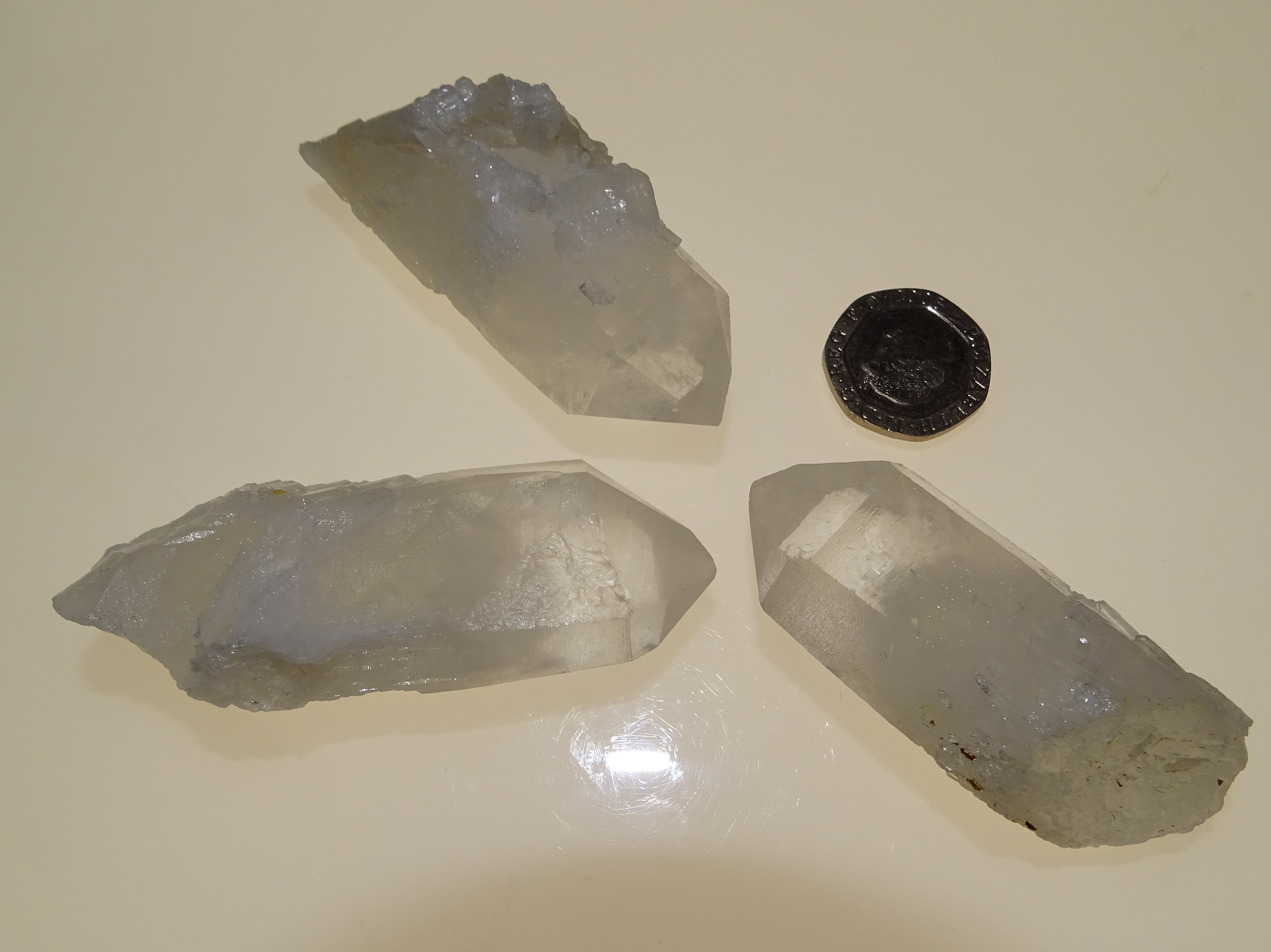 (image for) Candle (Celestial) Quartz: crystals - set of 3 (Madagascar) - Click Image to Close