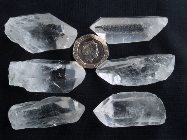 (image for) Clear Quartz - Brazil: crystals - set of 6 (xlarge) - Click Image to Close