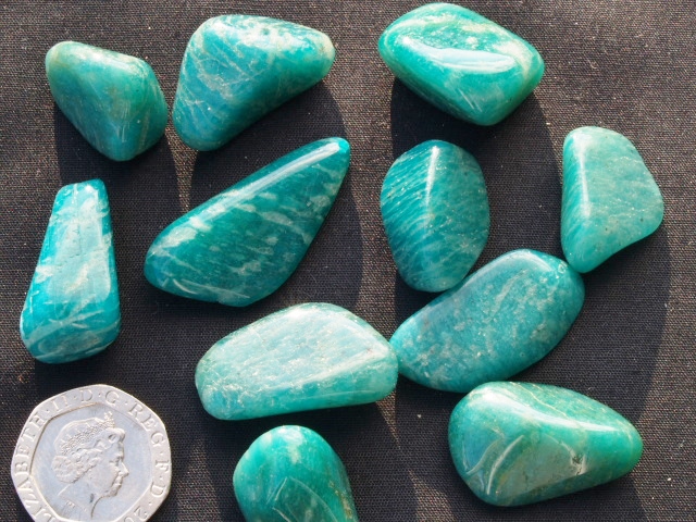 (image for) Amazonite - Blue-Green (pale): tumbled stones - Click Image to Close