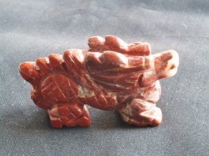 Red Jasper with Quartz: Chinese Dragon carving