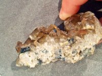 Smoky Quartz with Tourmaline: crystal cluster - DT