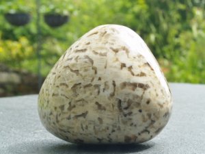 Graphic Feldspar: polished pebble (Madagascar)