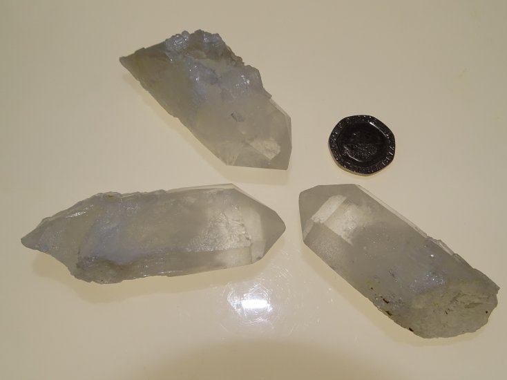 (image for) Candle (Celestial) Quartz: crystals - set of 3 (Madagascar) - Click Image to Close