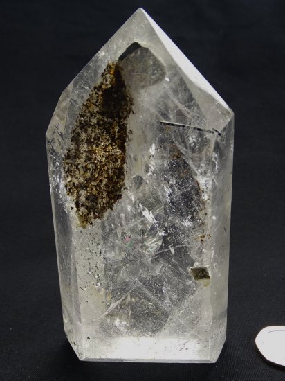 (image for) Tourmalinated Clear Quartz: polished point - Included (Mad.) - Click Image to Close