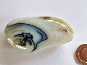 Agate - Grey Banded (Shantilite): polished pebble (Madagascar)