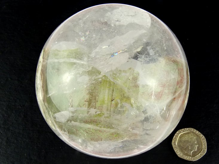 (image for) Clear / Dream Qtz: 7.5cm sphere - Epidot Included (Madagascar) - Click Image to Close