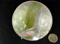 (image for) Clear / Dream Qtz: 7.5cm sphere - Epidot Included (Madagascar)