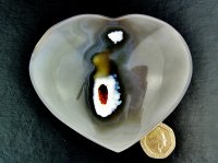 (image for) Agate - Grey Banded (Shantilite): polished heart (Madagascar)