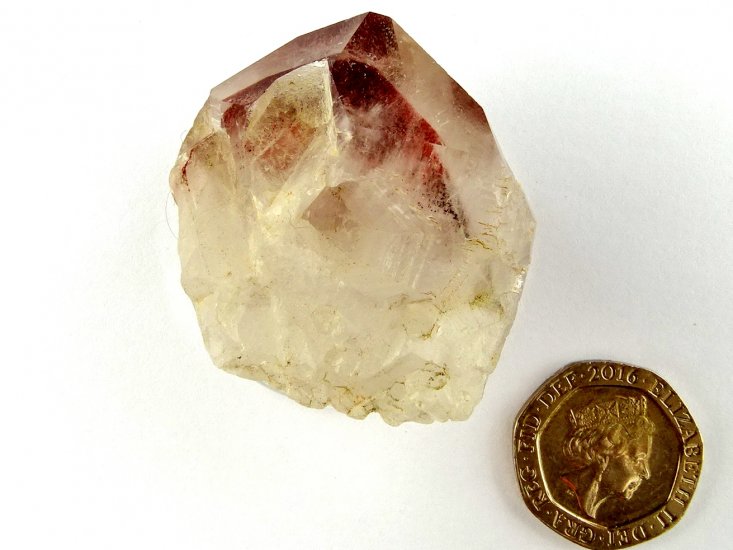 (image for) Clear Quartz: part-polished point - Red Phantom (Congo) - Click Image to Close
