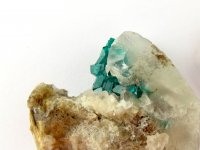 (image for) Dioptase / Calcite: crystal cluster