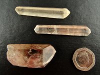 Tangerine / Plum Quartz: crystals - set of 3