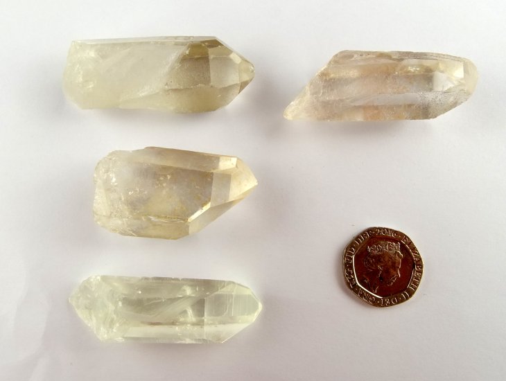 (image for) Citrine / Smoky Quartz: crystals - set of 4 - Click Image to Close