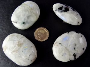Moonstone - Rainbow (white spectrolite): palmstones (large)