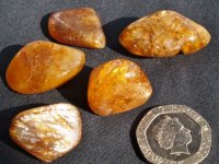 Peristerite (aka Amber Sunstone): tumbled stones