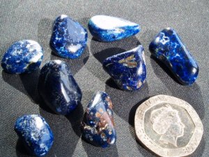 Azurite with Shattuckite: polished pieces