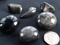 Obsidian - Sheen (Silver): tumbled stones (small)