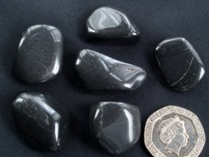 Chalcedony - Black: tumbled stones