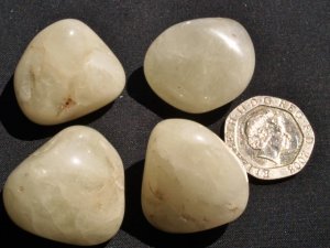 Sulphur in Quartz: tumbled stones (large)