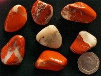 (image for) Red Jasper with Quartz: tumbled stones