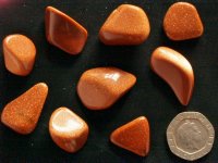 Goldstone - Orange (manmade sunstone): tumbled stones