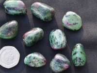 (image for) Zoisite with Ruby: tumbled stones (large)