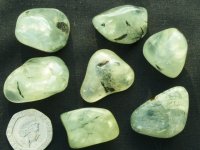 (image for) Prehnite with Epidot: tumbled stones (medium)