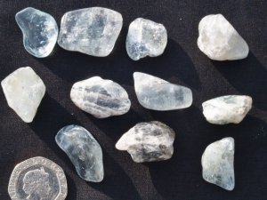 Aquamarine with Goethite: polished pieces (medium)