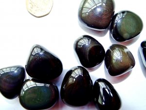 Obsidian - Rainbow (AA grade): tumbled stones (xlarge)