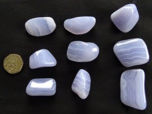 Agate - Blue Lace (AA grade): tumbled stones (medium)