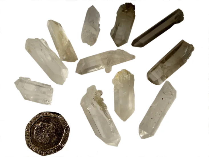 (image for) Clear / Smoky Quartz: crystals - bag of 11