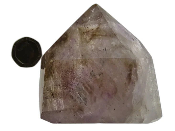 (image for) Amethyst / Smoky Quartz: polished point - Enhydro Phantom (Mad.)