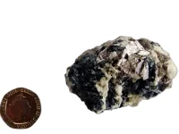 Blue Tourmaline (Indicolite) with Quartz: rough piece (image for) Blue Tourmaline (Indicolite) with Quartz: rough piece
