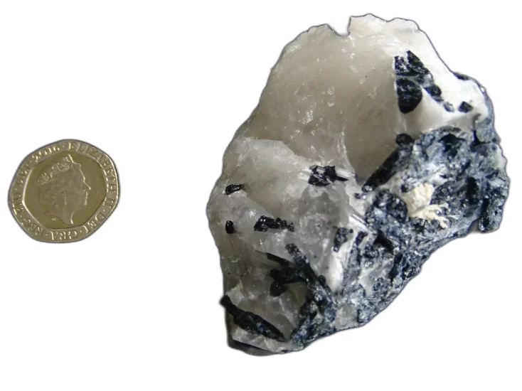 (image for) Blue Tourmaline (Indicolite) with Quartz: rough piece