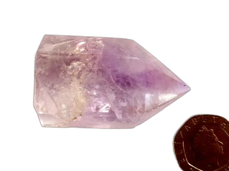 (image for) Amethyst / Clear Quartz: polished point - Phantom (Brazil)