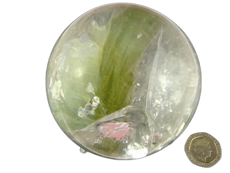 (image for) Clear / Dream Qtz: 7.5cm sphere - Epidot Included (Madagascar)