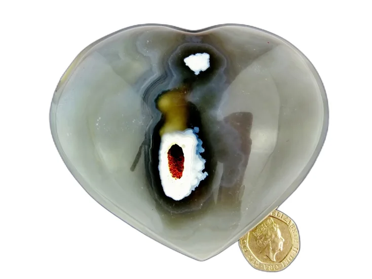 (image for) Agate - Grey Banded (Shantilite): polished heart (Madagascar)