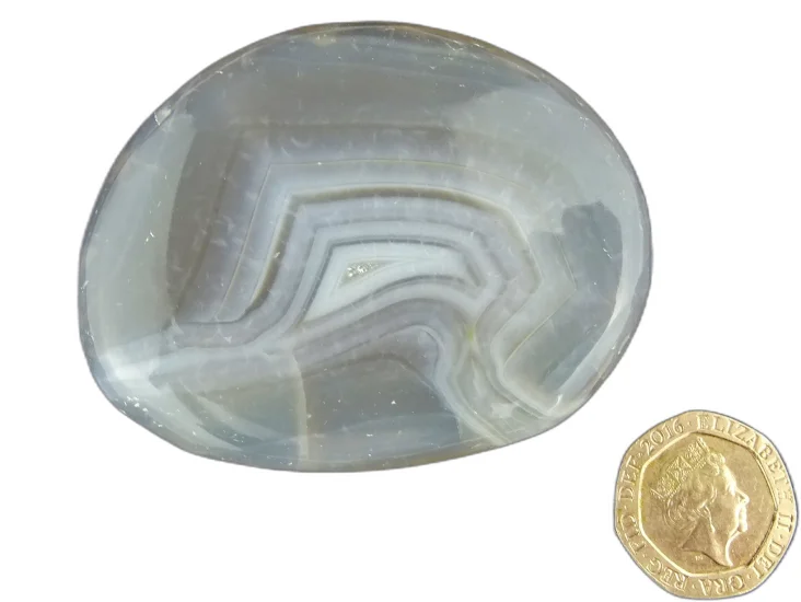 (image for) Agate - Grey Banded (Shantilite): palmstone (Madagascar)