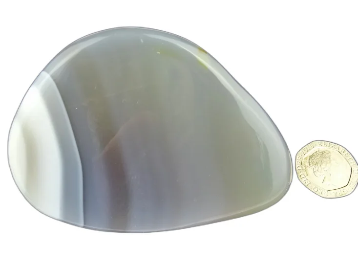 (image for) Agate - Grey Banded (Shantilite): polished pebble (Madagascar)