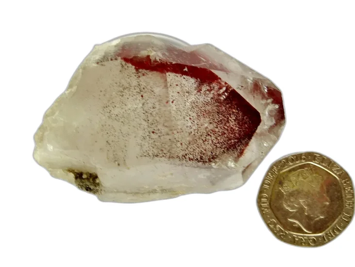 (image for) Clear Quartz: part-polished point - Red Phantom (Congo)