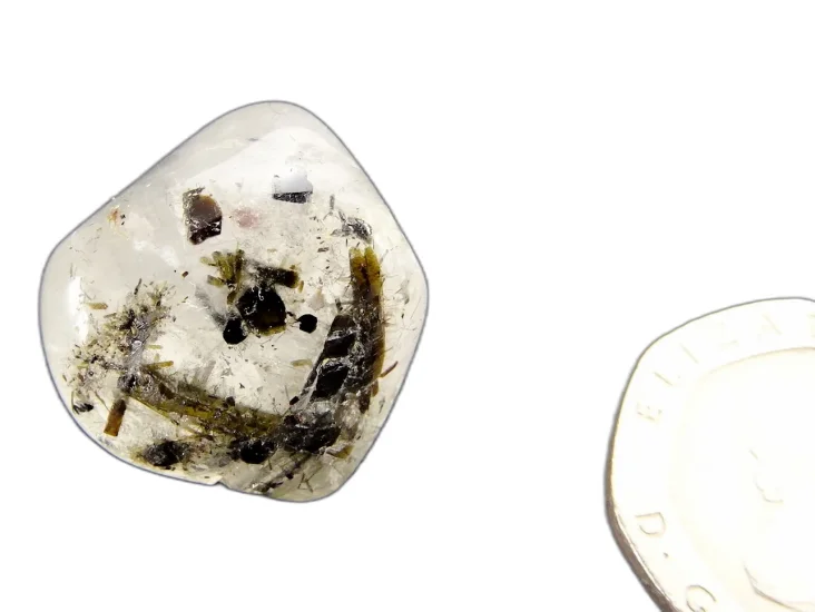 (image for) Clear Quartz: tumbled stone - Epidot Included