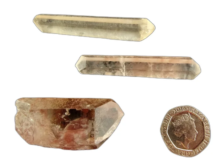 (image for) Tangerine / Plum Quartz: crystals - set of 3