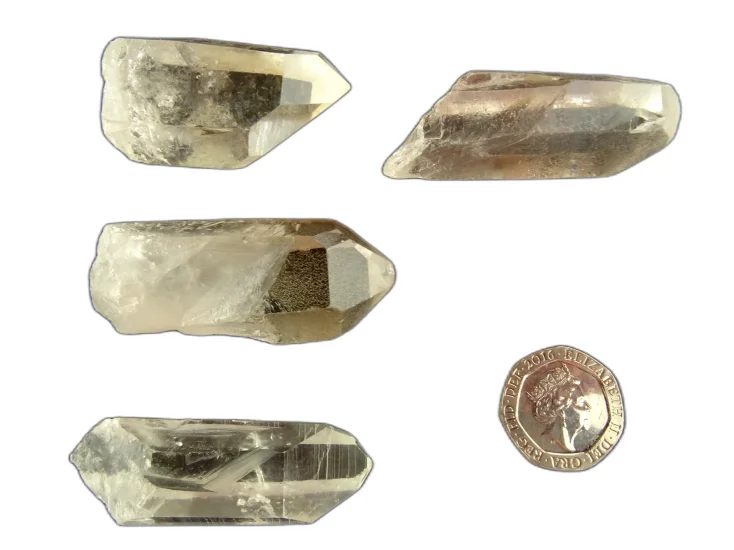 (image for) Citrine / Smoky Quartz: crystals - set of 4
