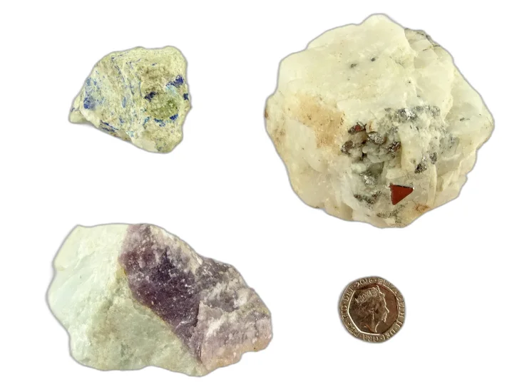 (image for) Lazulite, Carrolite, Lepidolite, Blue Topaz: set of 3