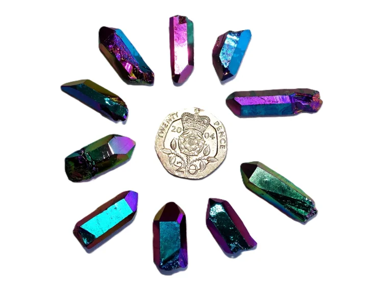 (image for) Flame Aura (Titanium) Quartz - AA grade: crystals (small)