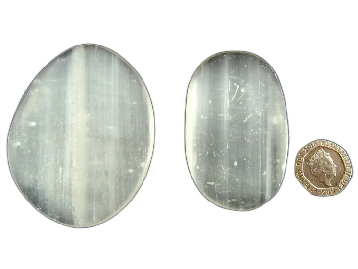 (image for) Selenite (Satin Spar): palmstones (large)