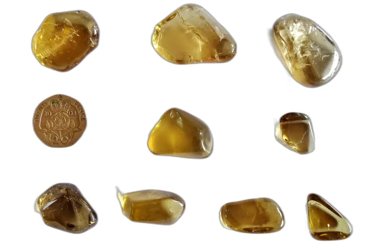 (image for) Kundalini Quartz (citrine/smoky mix): tumbled stones (small)