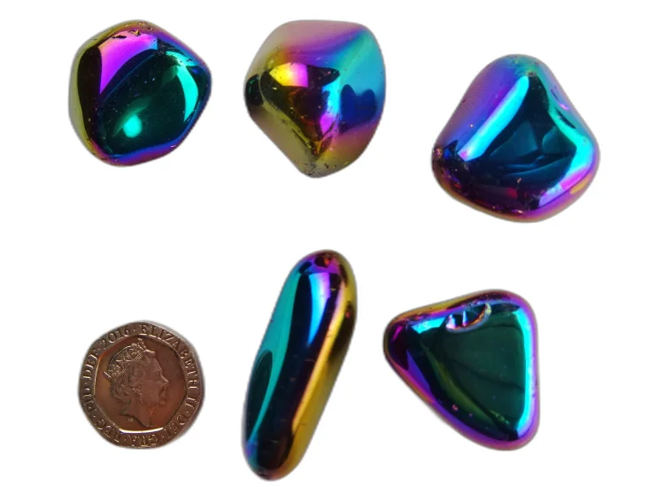 (image for) Flame Aura (Titanium) Quartz - AA grade: tumbled stones