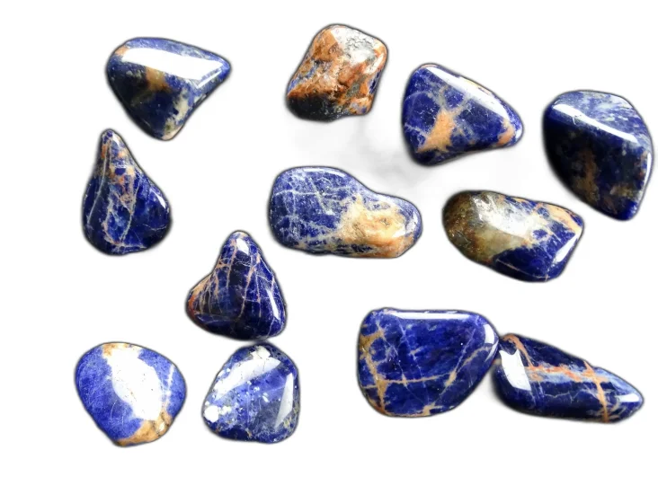 (image for) Sodalite with Hematite: tumbled stones