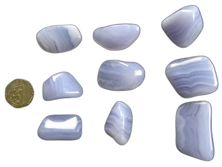 (image for) Agate - Blue Lace (AA grade): tumbled stones (large)