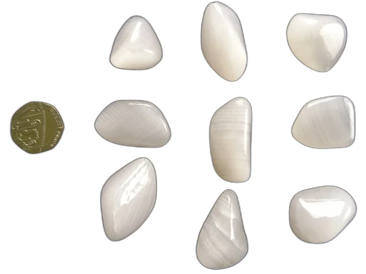 (image for) Calcite - Mangano (Pale Pink Banded): tumbled stones